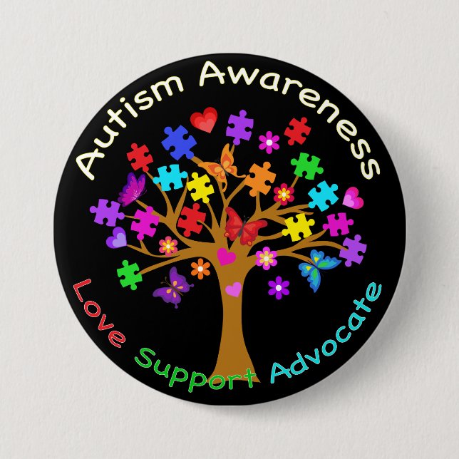 Autism Awareness Tree 3 Inch Round Button (Front)