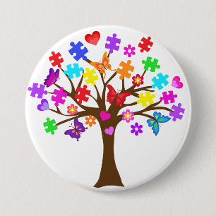 Autism Awareness Tree 3 Inch Round Button