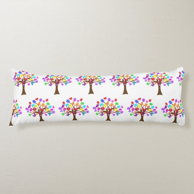Autism Awareness Tree Body Pillow (Front)