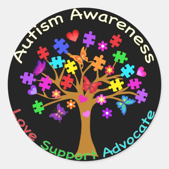 Autism Awareness Tree Classic Round Sticker (Front)