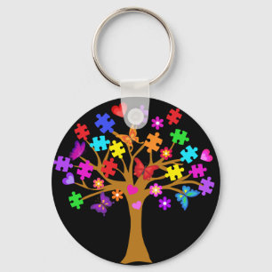 Autism Awareness Tree Keychain