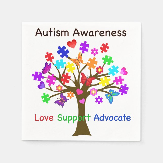 Autism Awareness Tree Napkin (Front)