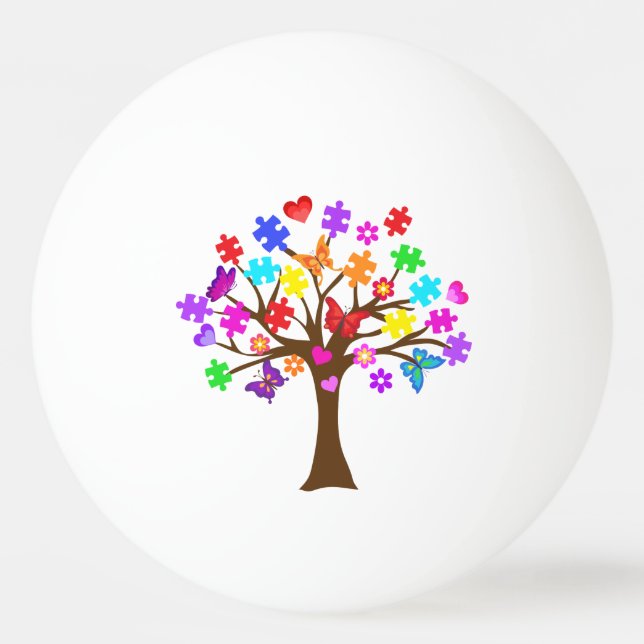 Autism Awareness Tree Ping Pong Ball (Front)