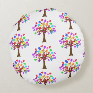 Autism Awareness Tree Round Pillow