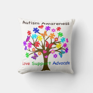 Autism Awareness Tree Throw Pillow