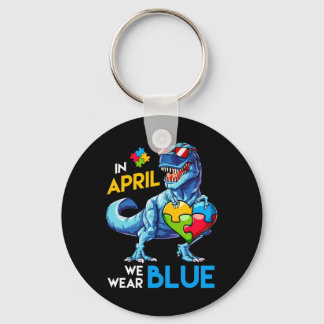 Autism Awareness Trex Dino Dinosaur Dinosaurus Wea Keychain
