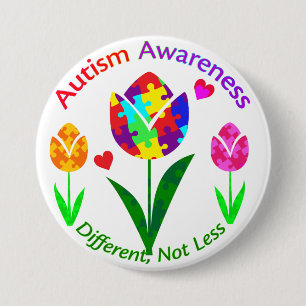 Autism Awareness Tulip 3 Inch Round Button