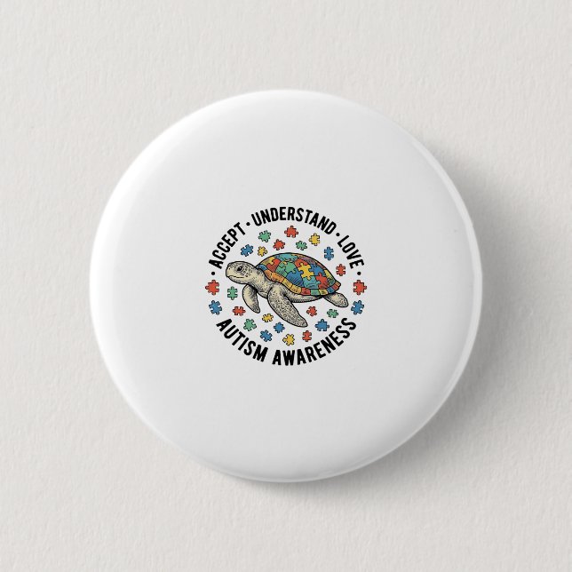Autism Awareness Turtle Puzzle Vector Design_1 2 Inch Round Button (Front)