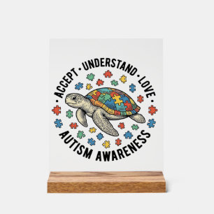 Autism Awareness Turtle Puzzle Vector Design_1 Acrylic Sign