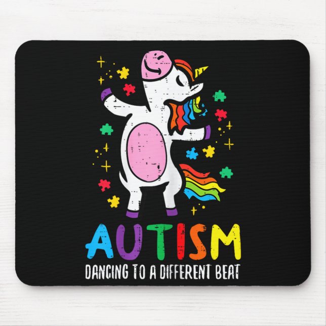 Autism Awareness Uncicorn Dancing Different Beat G Mouse Pad (Front)