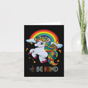 Autism Awareness Unicorn Be Kind Asl Love Sign Lan Card