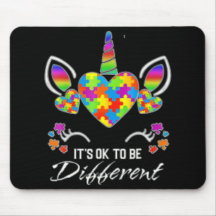 Autism Awareness Unicorn Mask It's Ok To Be Differ Mouse Pad