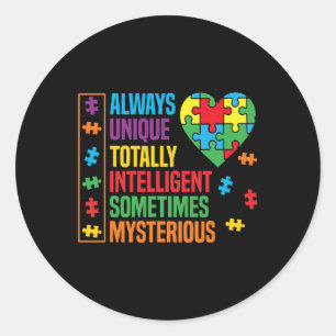 Autism Awareness Unique Intelligent Mysterious 1 Classic Round Sticker