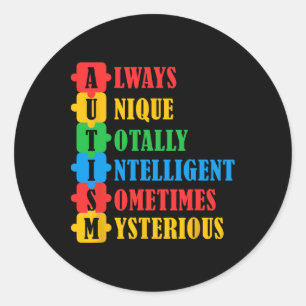Autism Awareness Unique Intelligent Mysterious 3 Classic Round Sticker