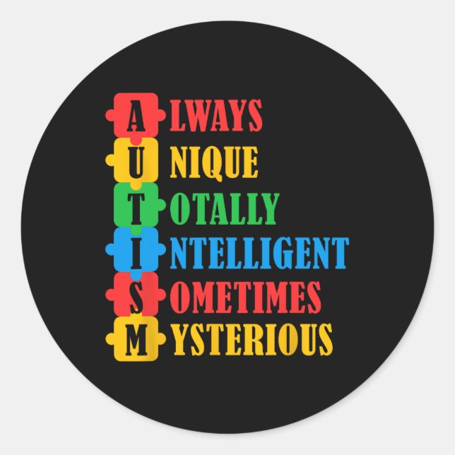 Autism Awareness Unique Intelligent Mysterious 3  Classic Round Sticker (Front)
