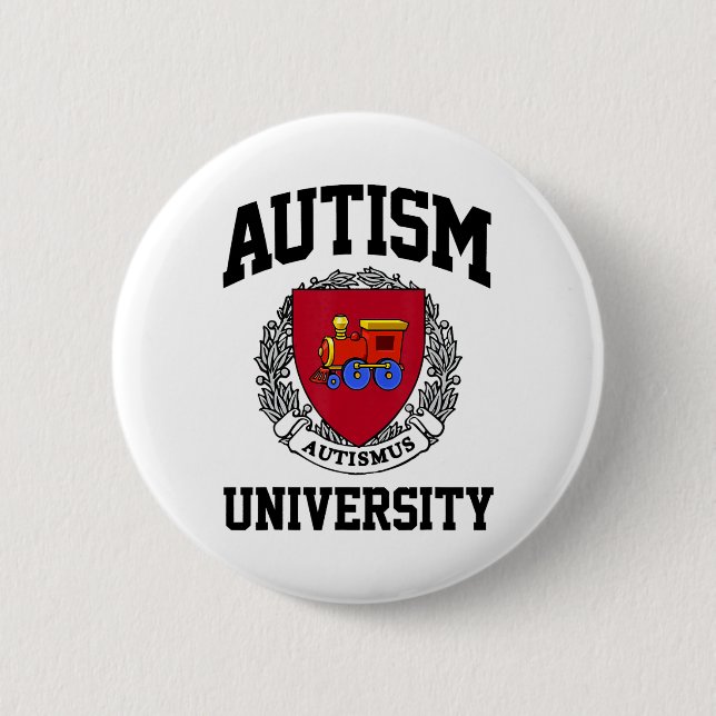 Autism Awareness University Puzzle Pieces Support  2 Inch Round Button (Front)