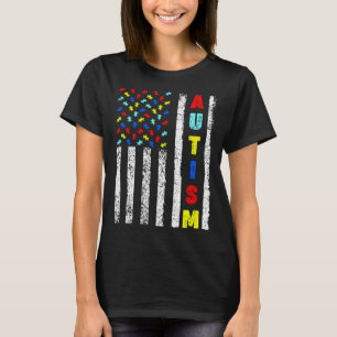 Autism Awareness USA Flag For Men Women Kids Autis T-Shirt