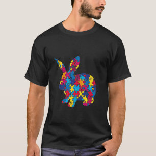 Autism Awareness Vibrant Puzzle Minimalist Rabbit T-Shirt