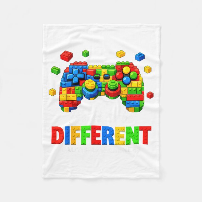 Autism Awareness Video Game Building Blocks Bricks Fleece Blanket (Front)