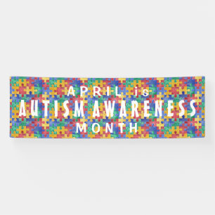 Autism Awareness watercolor puzzle custom banner