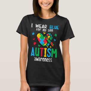 Autism Awareness Wear Blue for Son ASD Mom Dad Men T-Shirt