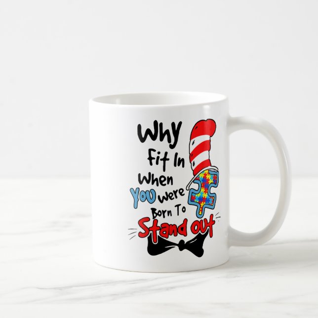 Autism Awareness Why Fit In Doctor Teacher Cat In  Coffee Mug (Right)