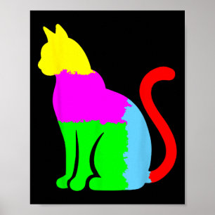 Autism Awareness With Artistic Cat Silhouette Or C Poster