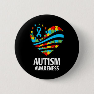 Autism Awareness  Women Heart Support Autistic Kid 2 Inch Round Button