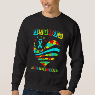 Autism Awareness Women Heart Support Autistic Kids Sweatshirt