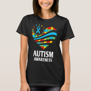 Autism Awareness Women Heart Support Autistic Kids T-Shirt