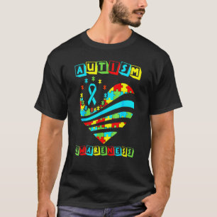 Autism Awareness Women Heart Support Autistic Kids T-Shirt