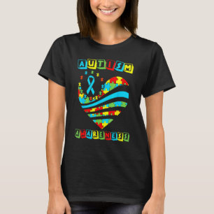 Autism Awareness Women Heart Support Autistic Kids T-Shirt