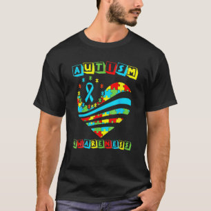 Autism Awareness Women Heart Support Autistic Kids T-Shirt