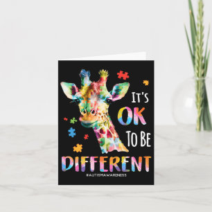 Autism Awareness Women Kid Its Ok To Be Different Card