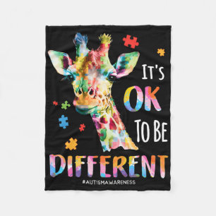 Autism Awareness Women Kid Its Ok To Be Different  Fleece Blanket