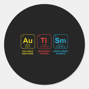 Autism Awareness Women Men Kids Elements Periodic Classic Round Sticker