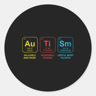 Autism Awareness Women Men Kids Elements Periodic Classic Round Sticker