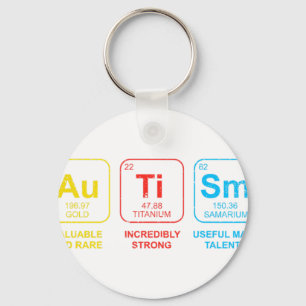 Autism Awareness Women Men Kids Elements Periodic  Keychain