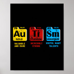 Autism Awareness Women Men Kids Elements Periodic  Poster