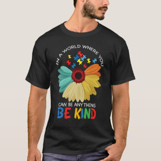 Autism Awareness Women Mom Kids Acceptance Sunflow T-Shirt