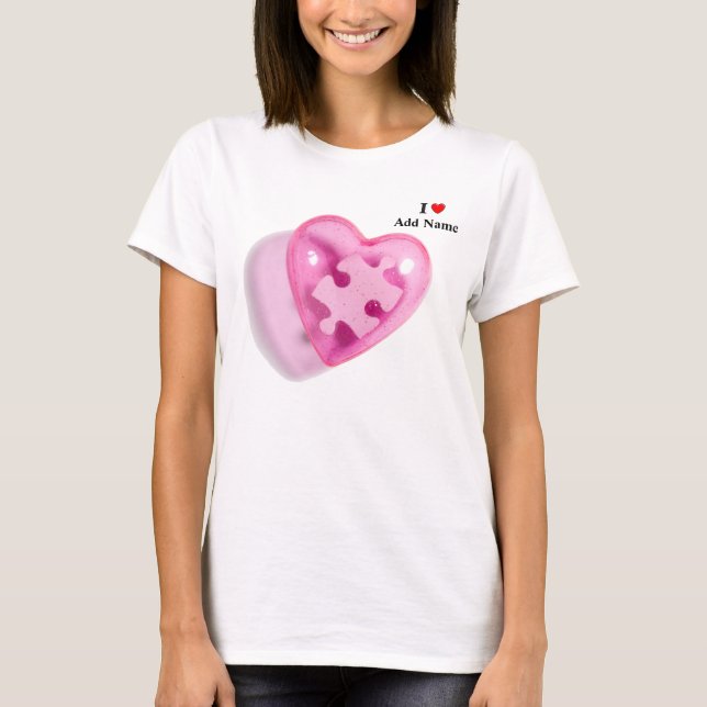 Autism Awareness Womens Shirt Pink Heart Customize (Front)
