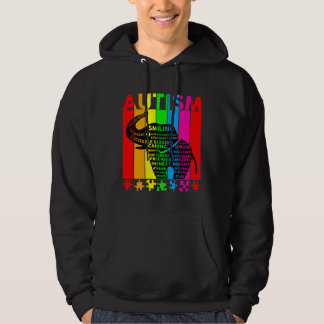 Autism Awareness Words Elephant Typography Autism Hoodie