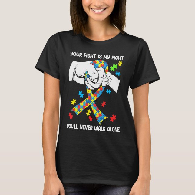 Autism Awareness You Will Never Walk Alone Support T-Shirt (Front)