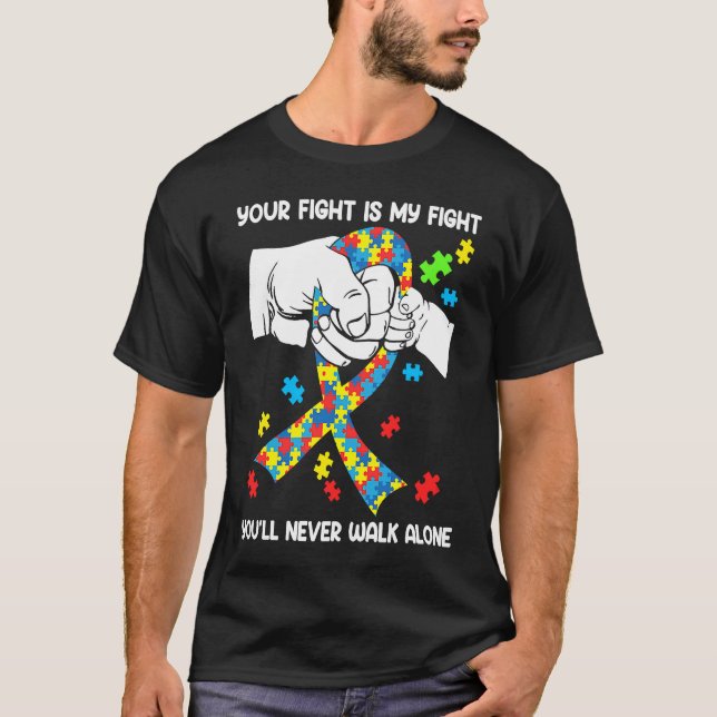 Autism Awareness You Will Never Walk Alone Support T-Shirt (Front)