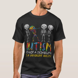 Autism Awerness Skeleton Dabbing Autistic Kids T-Shirt
