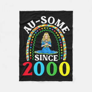 Autism Awesome Ausome Since 2000 Happy 26th Birthd Fleece Blanket