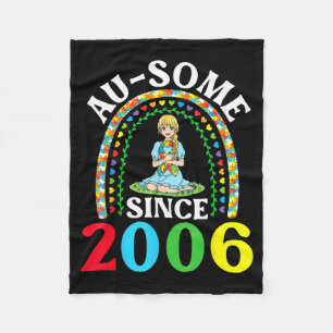 Autism Awesome Ausome Since 2006 Happy 20th Birthd Fleece Blanket