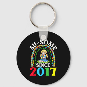 Autism Awesome Ausome Since 2017 Awareness 9th Bir Keychain
