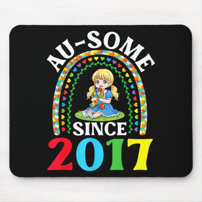 Autism awesome ausome since 2017 awareness 9th mouse pad (Front)