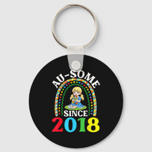 Autism Awesome Ausome Since 2018 Awareness 8th Bir Keychain